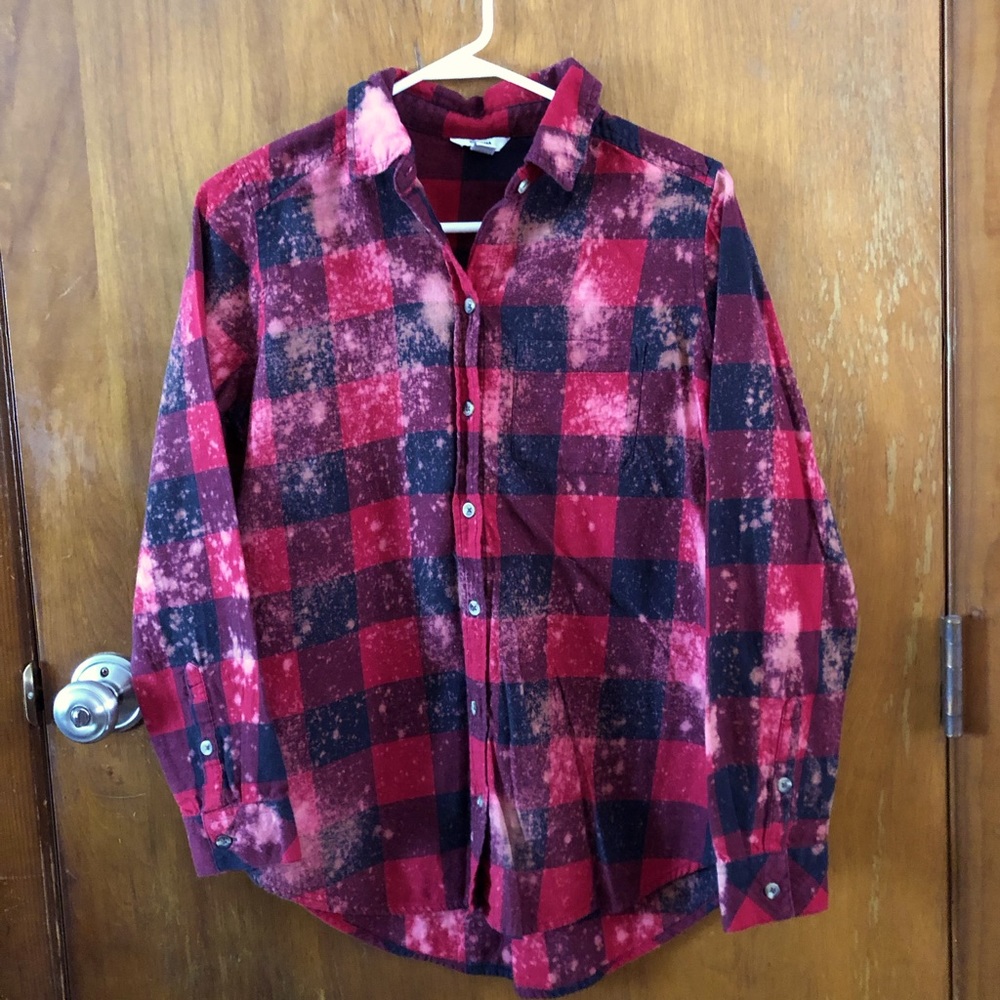 Red and black bleached flannel